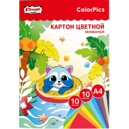 Картон цветной Комус Класс ColorPics 10л 10цв А4 мелован..папка
